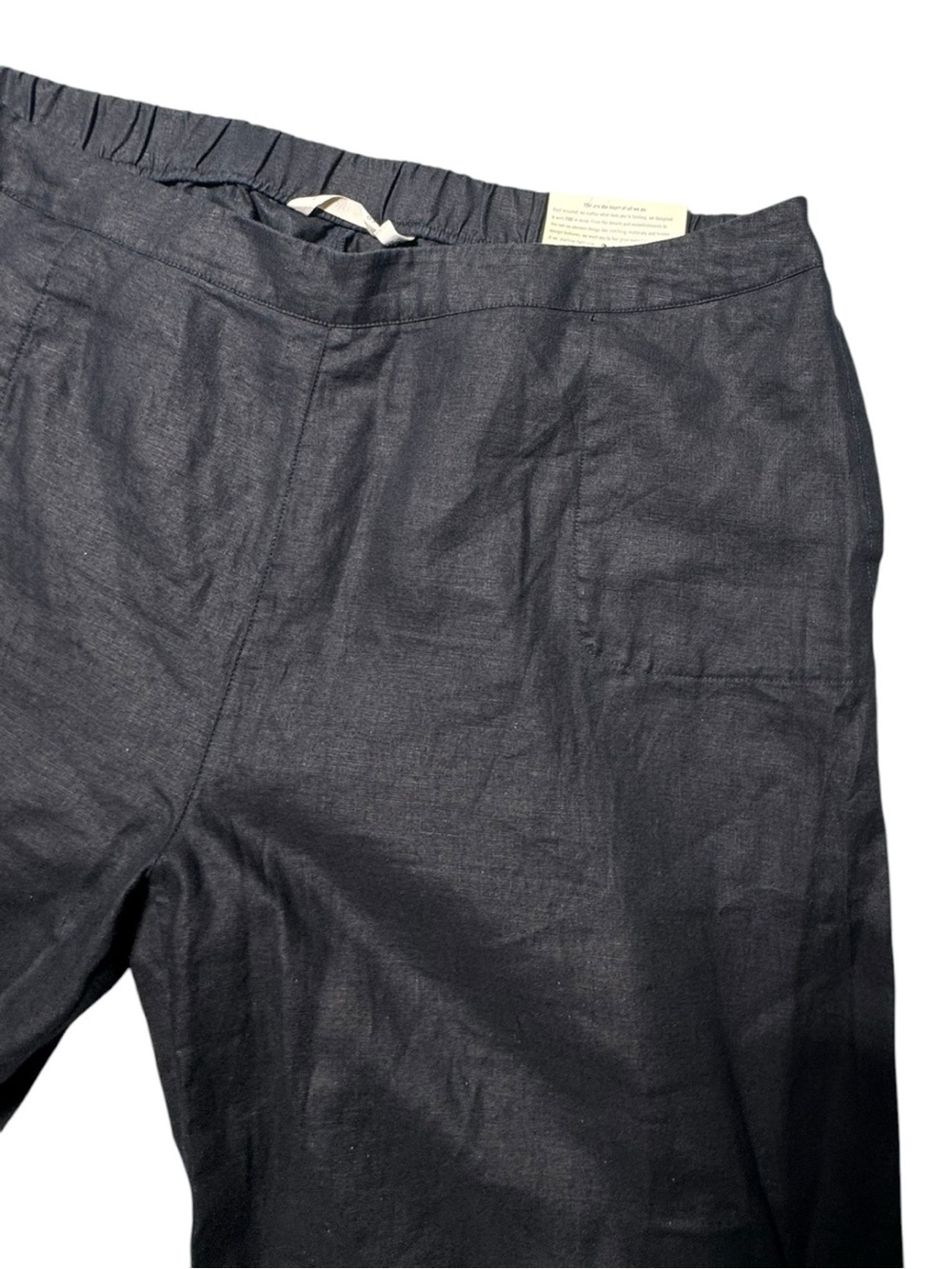 NWT Soft Surroundings Women’s 1X Linen Black Cropped Wide-Leg Pants Drawstring - Picture 4 of 12